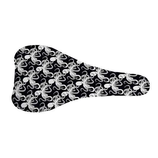 Black And White Octopus Pattern Print Bicycle Seat Cover
