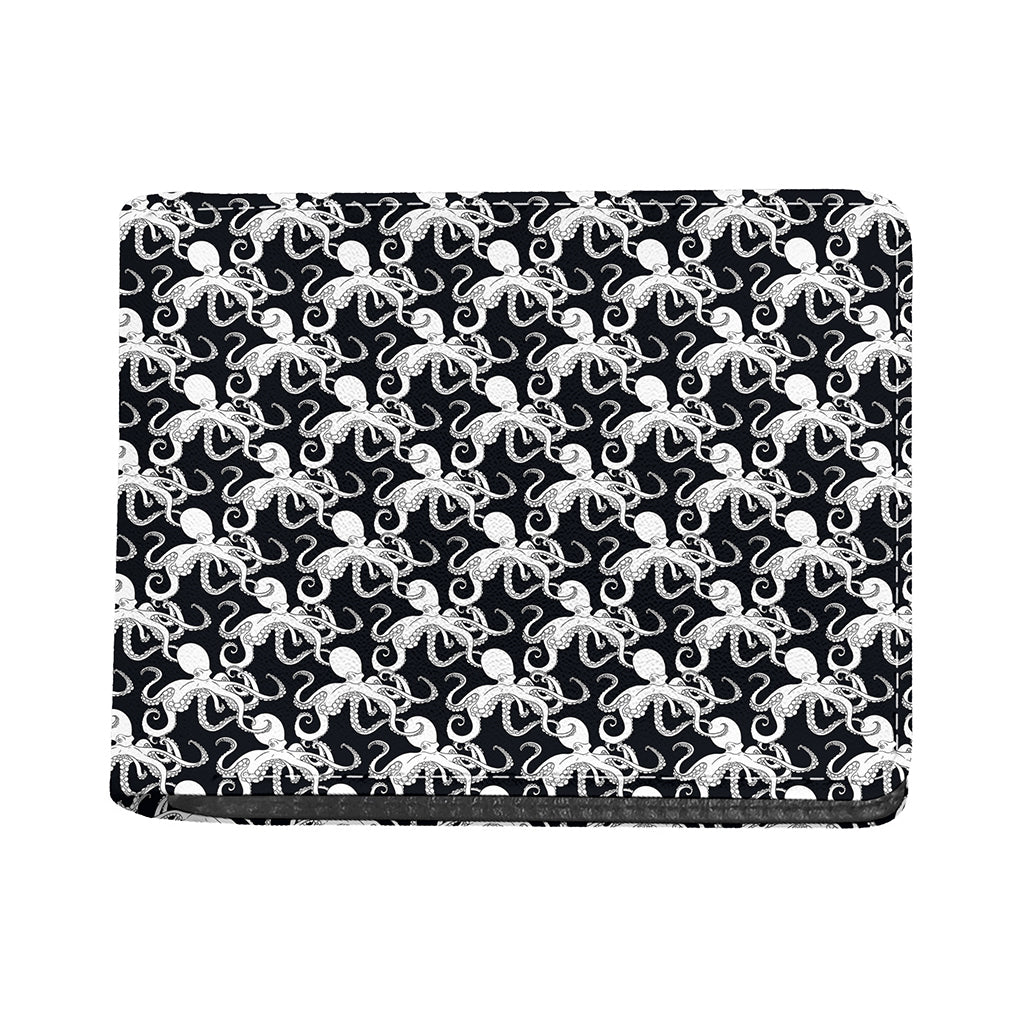 Black And White Octopus Pattern Print Bifold Wallet