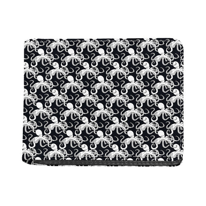 Black And White Octopus Pattern Print Bifold Wallet