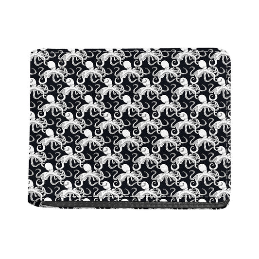 Black And White Octopus Pattern Print Bifold Wallet