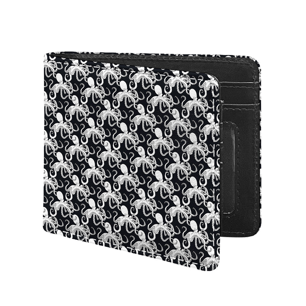 Black And White Octopus Pattern Print Bifold Wallet