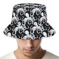 Black And White Octopus Pattern Print Bucket Hat