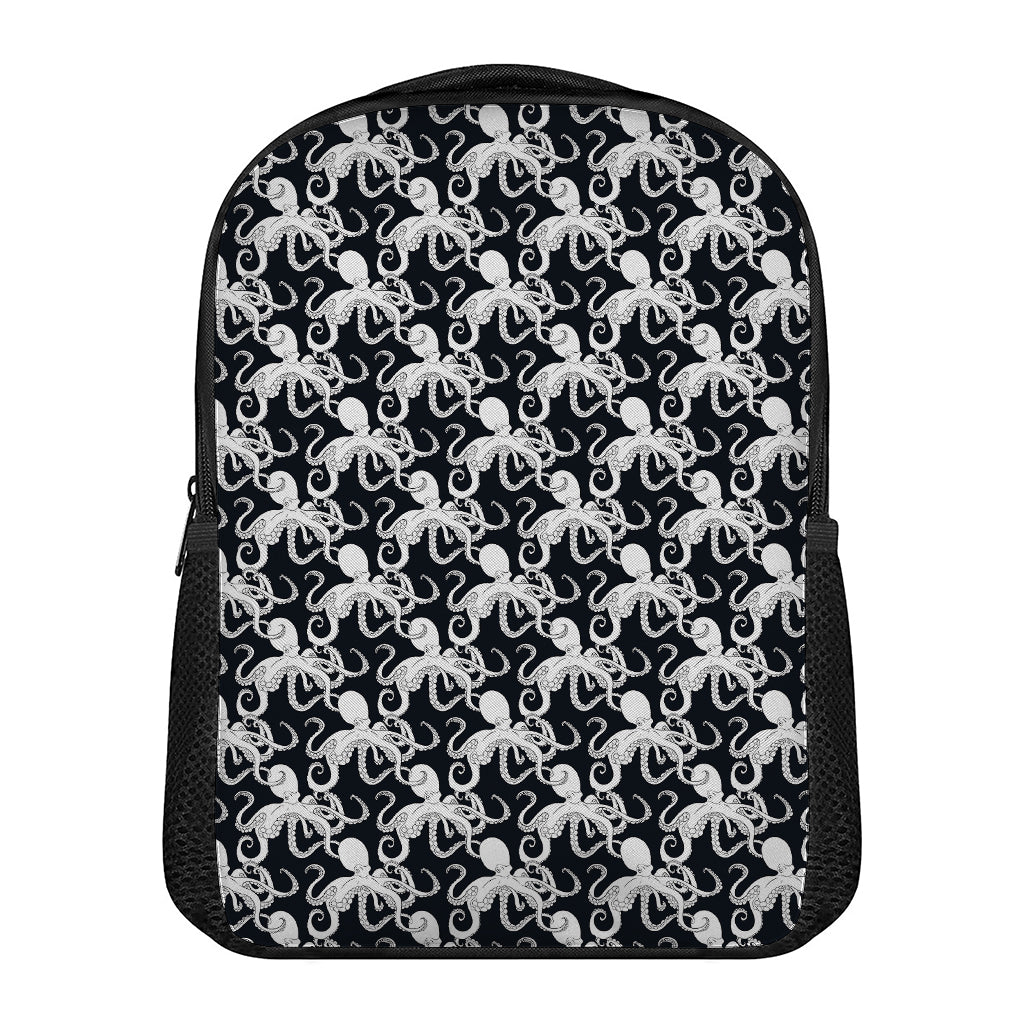 Black And White Octopus Pattern Print Casual Backpack