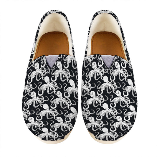 Black And White Octopus Pattern Print Casual Shoes