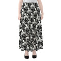 Black And White Octopus Pattern Print Chiffon Maxi Skirt