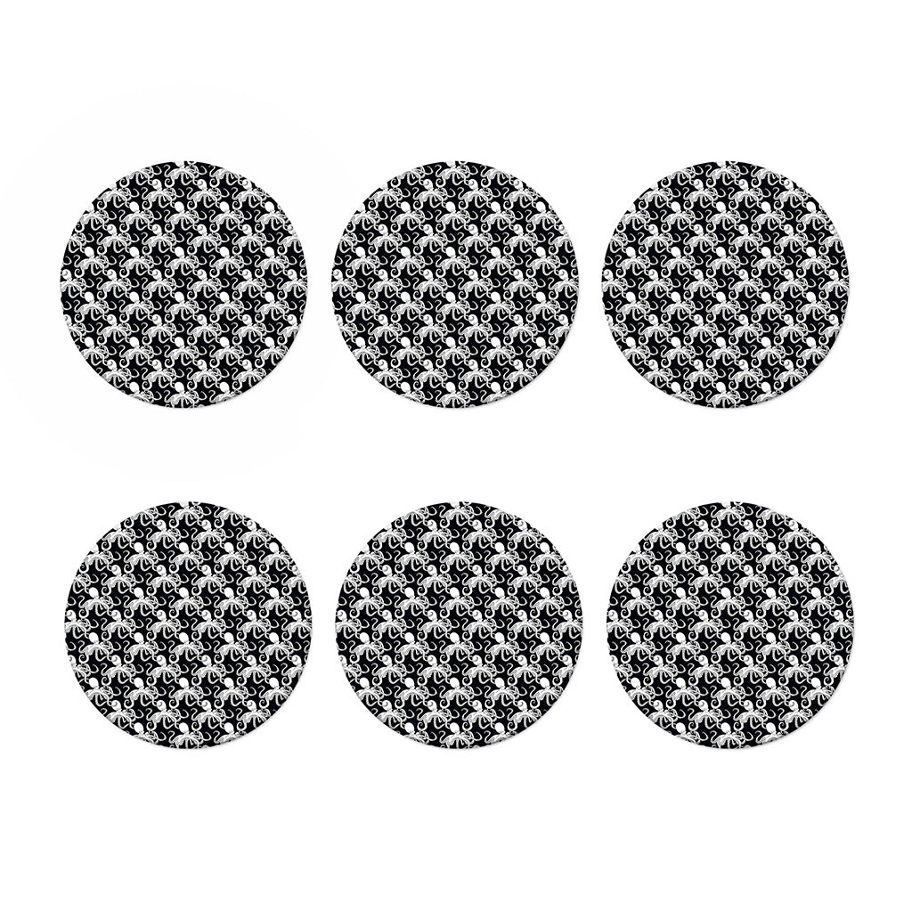 Black And White Octopus Pattern Print Coaster Set