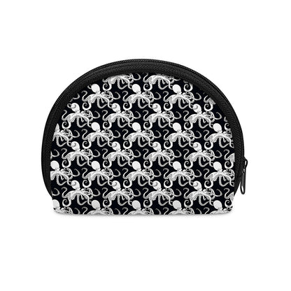 Black And White Octopus Pattern Print Coin Purse