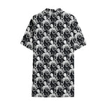 Black And White Octopus Pattern Print Cotton Hawaiian Shirt