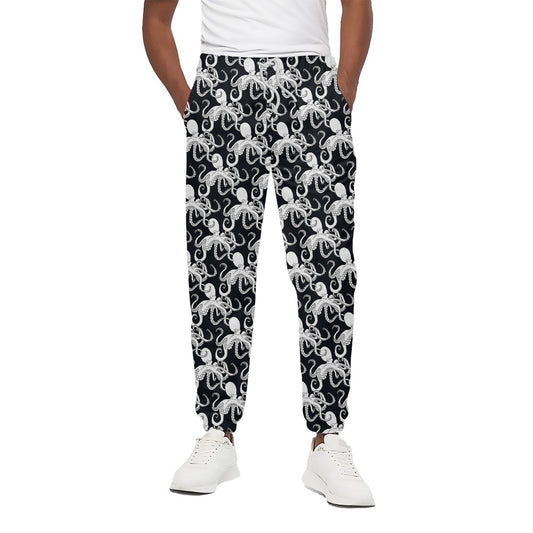Black And White Octopus Pattern Print Cotton Pants