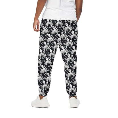 Black And White Octopus Pattern Print Cotton Pants