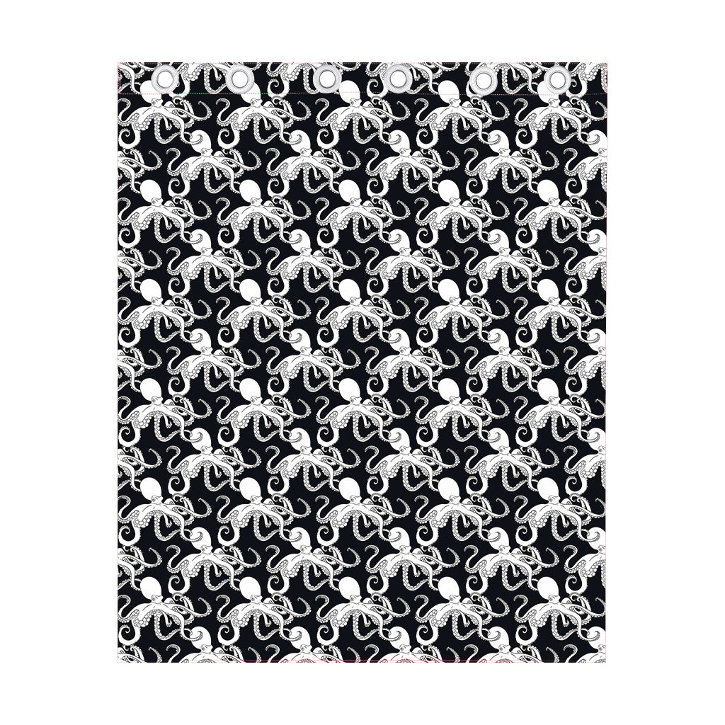 Black And White Octopus Pattern Print Curtain