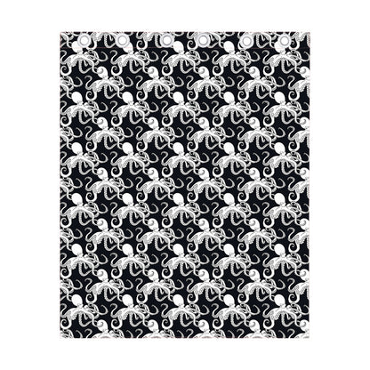 Black And White Octopus Pattern Print Curtain