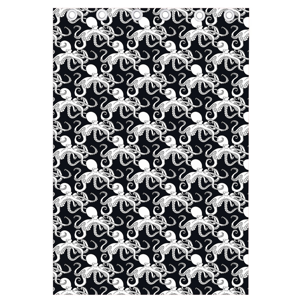 Black And White Octopus Pattern Print Curtain