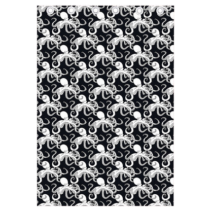 Black And White Octopus Pattern Print Curtain
