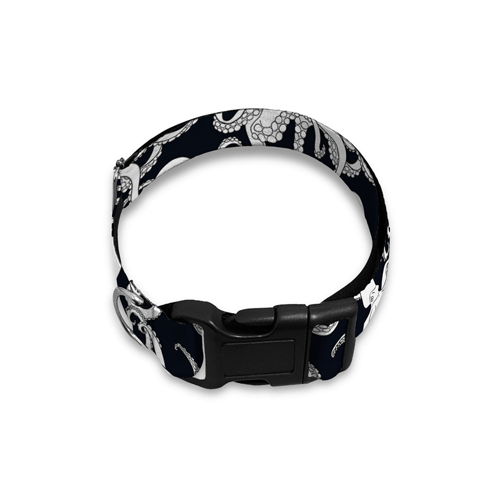 Black And White Octopus Pattern Print Dog Collar