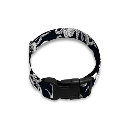 Black And White Octopus Pattern Print Dog Collar