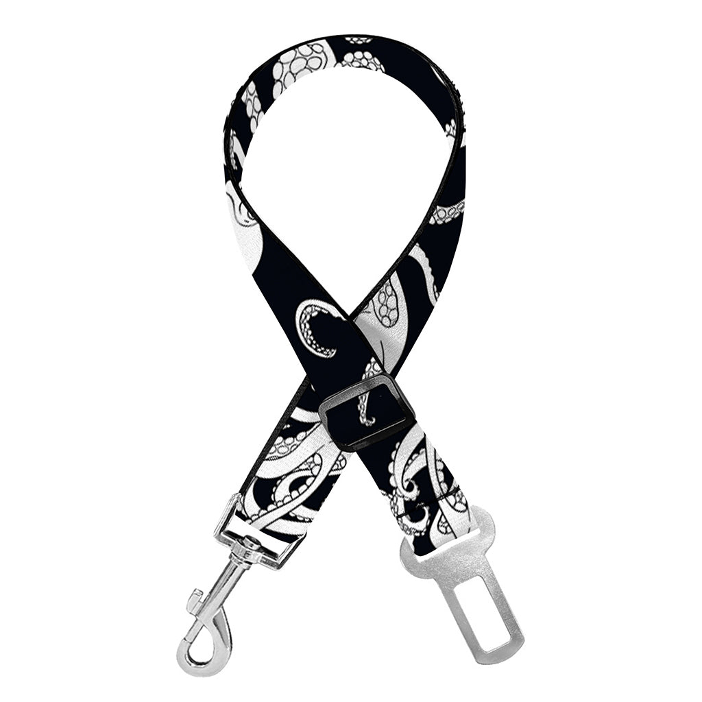 Black And White Octopus Pattern Print Dog Seat Belt