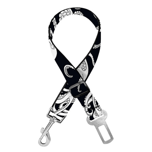 Black And White Octopus Pattern Print Dog Seat Belt
