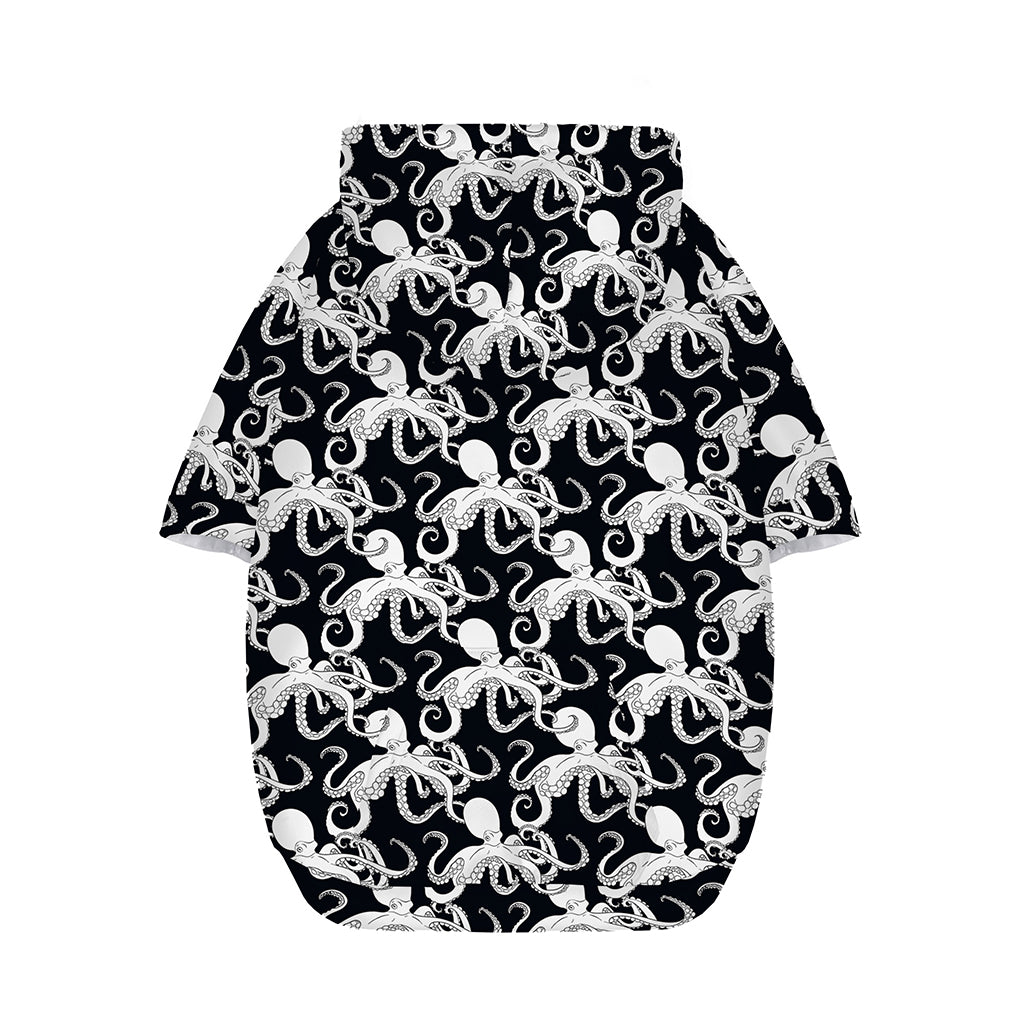 Black And White Octopus Pattern Print Dog Zip Up Hoodie