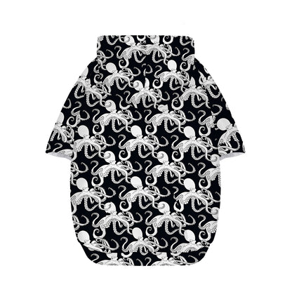 Black And White Octopus Pattern Print Dog Zip Up Hoodie