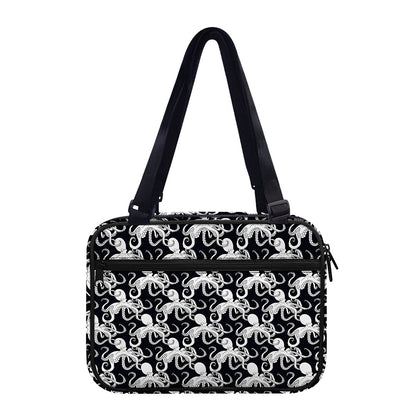 Black And White Octopus Pattern Print Double Strap Bible Bag