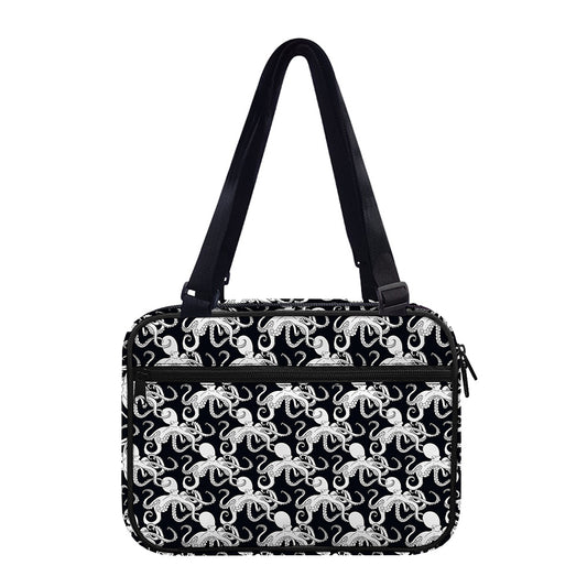 Black And White Octopus Pattern Print Double Strap Bible Bag