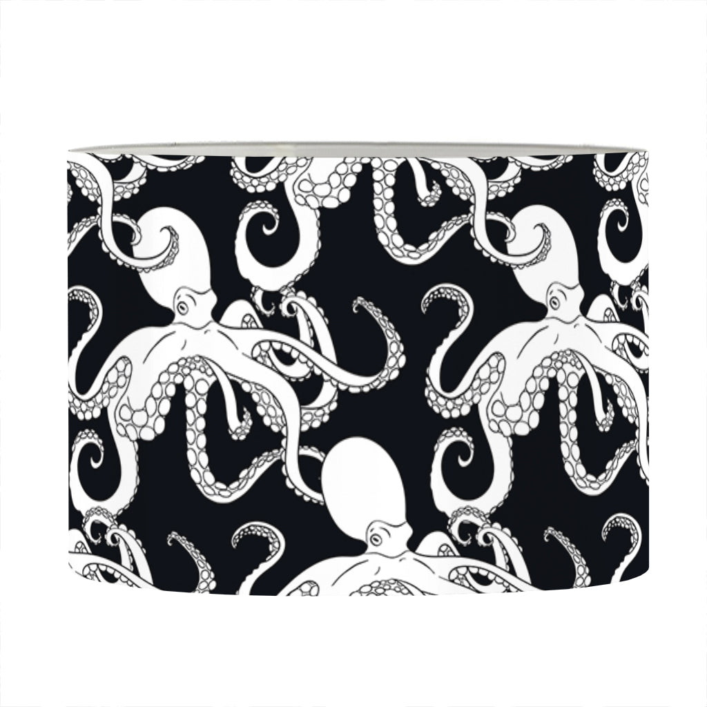 Black And White Octopus Pattern Print Drum Lamp Shade