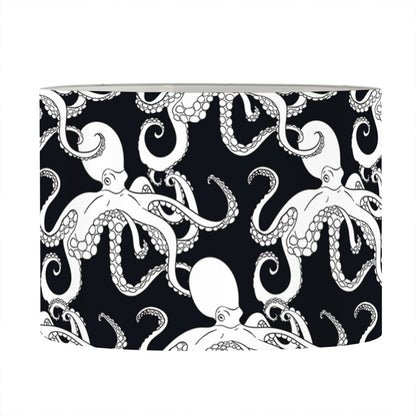 Black And White Octopus Pattern Print Drum Lamp Shade