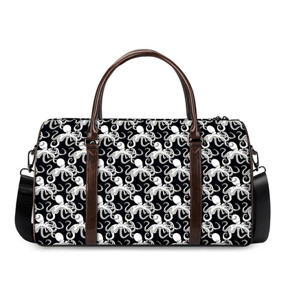 Black And White Octopus Pattern Print Duffle Bag