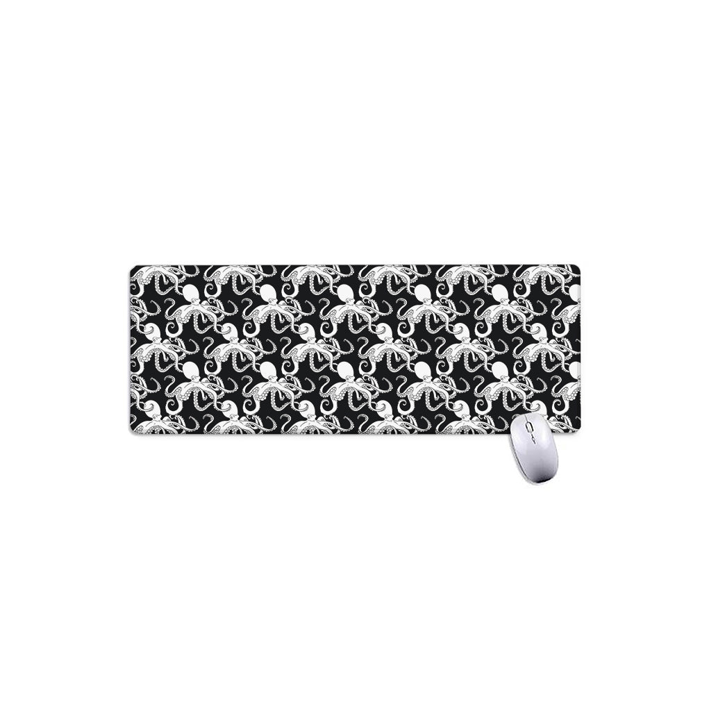 Black And White Octopus Pattern Print Extended Mouse Pad