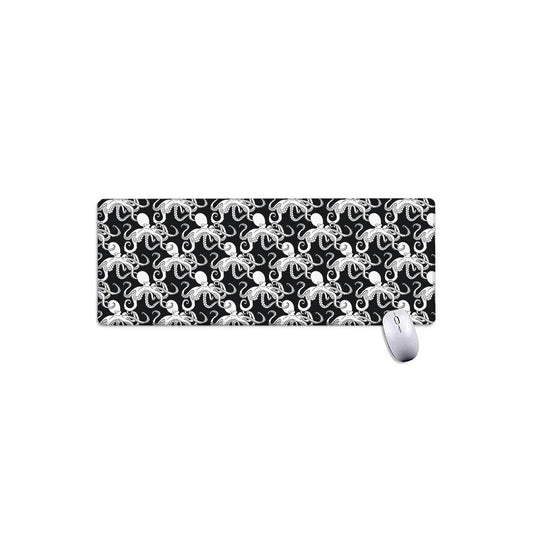 Black And White Octopus Pattern Print Extended Mouse Pad