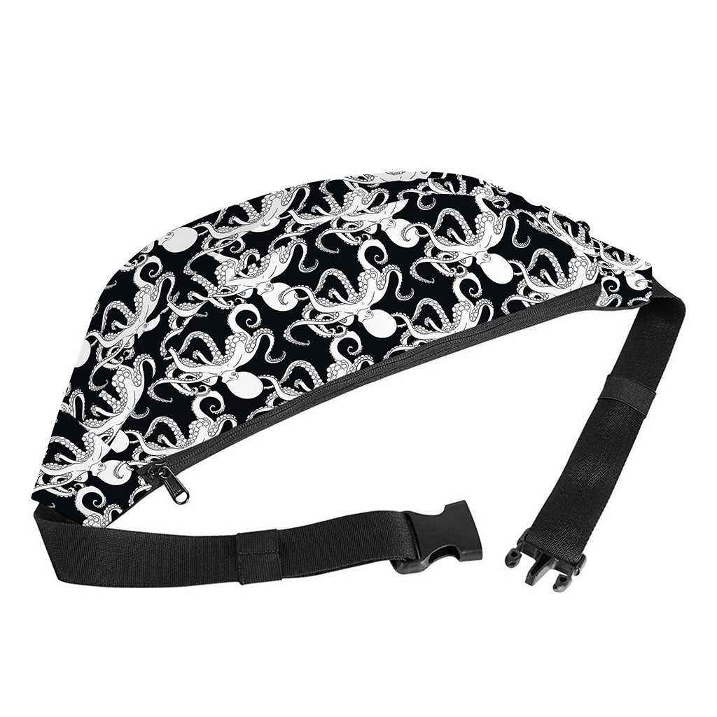 Black And White Octopus Pattern Print Fanny Pack