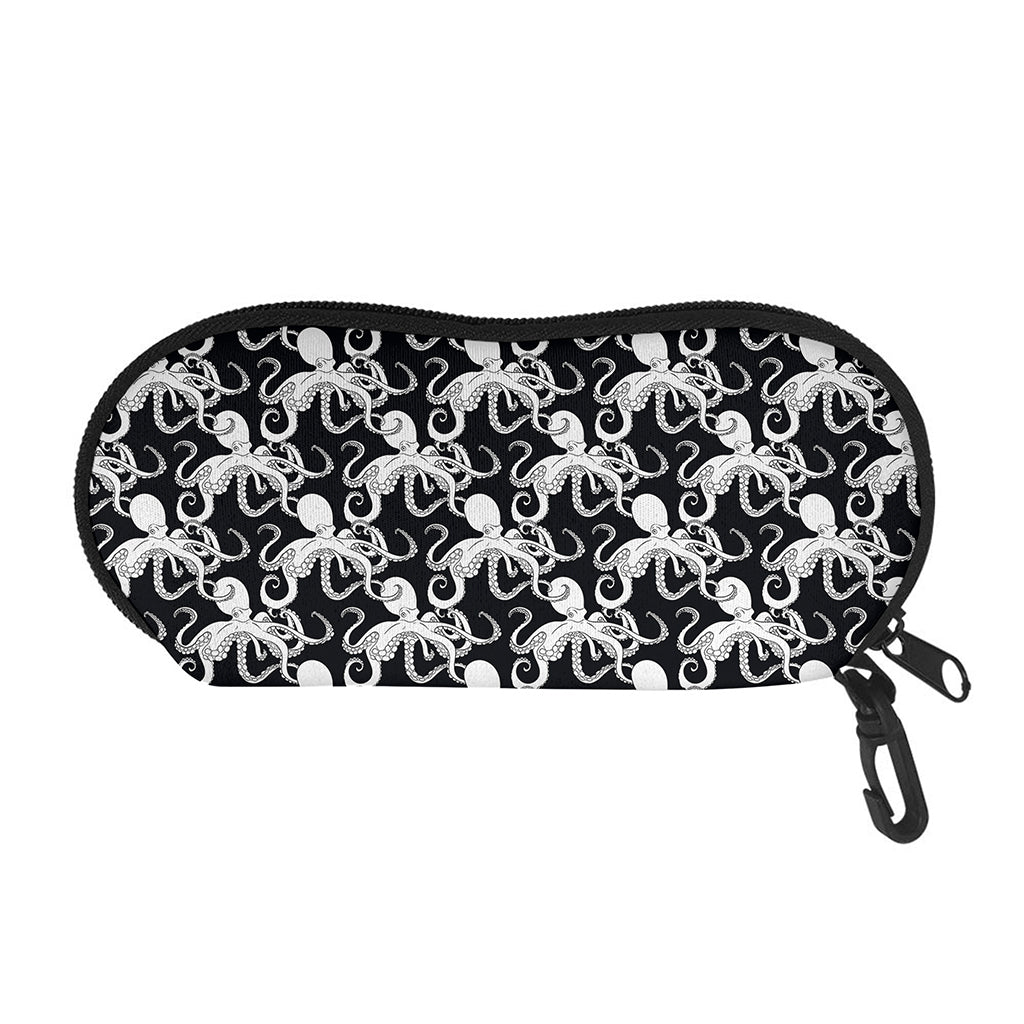 Black And White Octopus Pattern Print Glasses Case