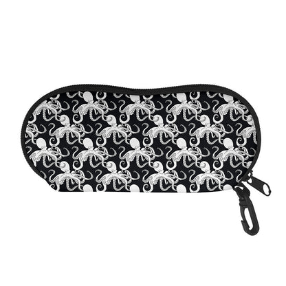 Black And White Octopus Pattern Print Glasses Case