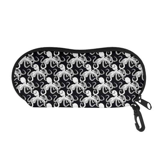 Black And White Octopus Pattern Print Glasses Case