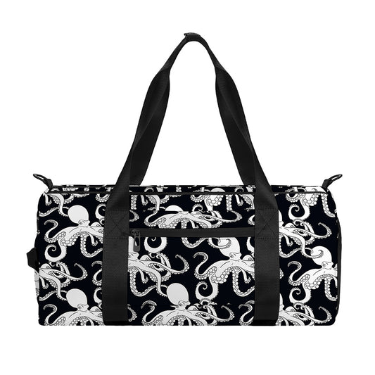 Black And White Octopus Pattern Print Gym Bag