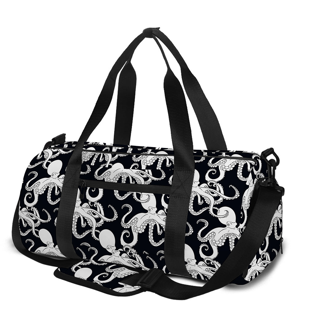 Black And White Octopus Pattern Print Gym Bag