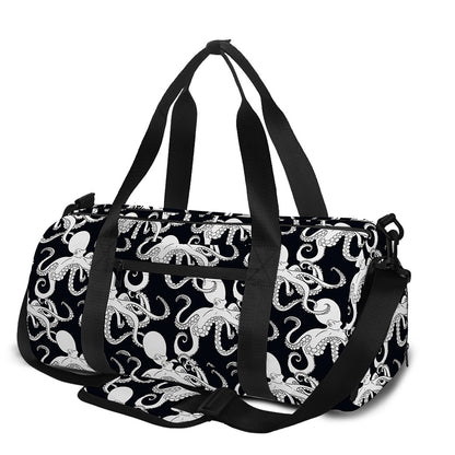 Black And White Octopus Pattern Print Gym Bag