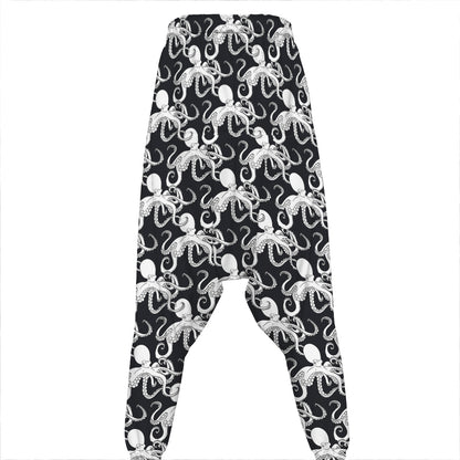 Black And White Octopus Pattern Print Hammer Pants