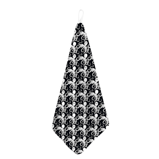 Black And White Octopus Pattern Print Hand Towel