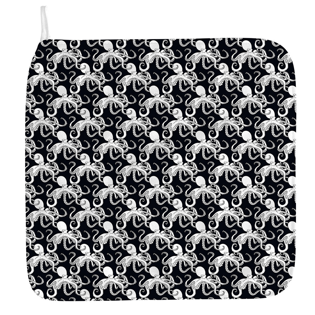 Black And White Octopus Pattern Print Hand Towel