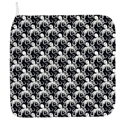 Black And White Octopus Pattern Print Hand Towel