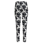 Black And White Octopus Pattern Print High-Waisted Pocket Leggings