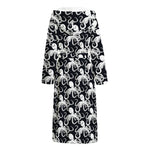 Black And White Octopus Pattern Print Hooded Bathrobe
