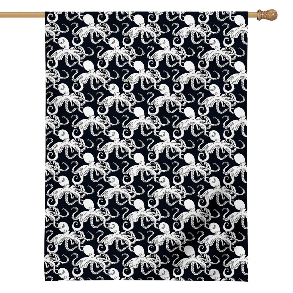Black And White Octopus Pattern Print House Flag