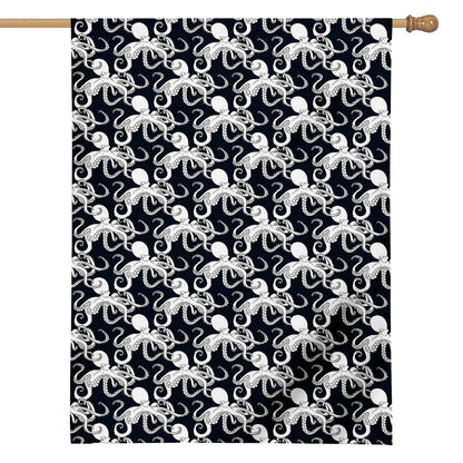 Black And White Octopus Pattern Print House Flag