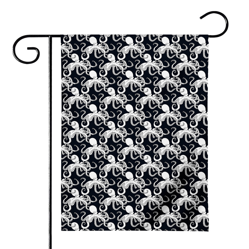 Black And White Octopus Pattern Print House Flag