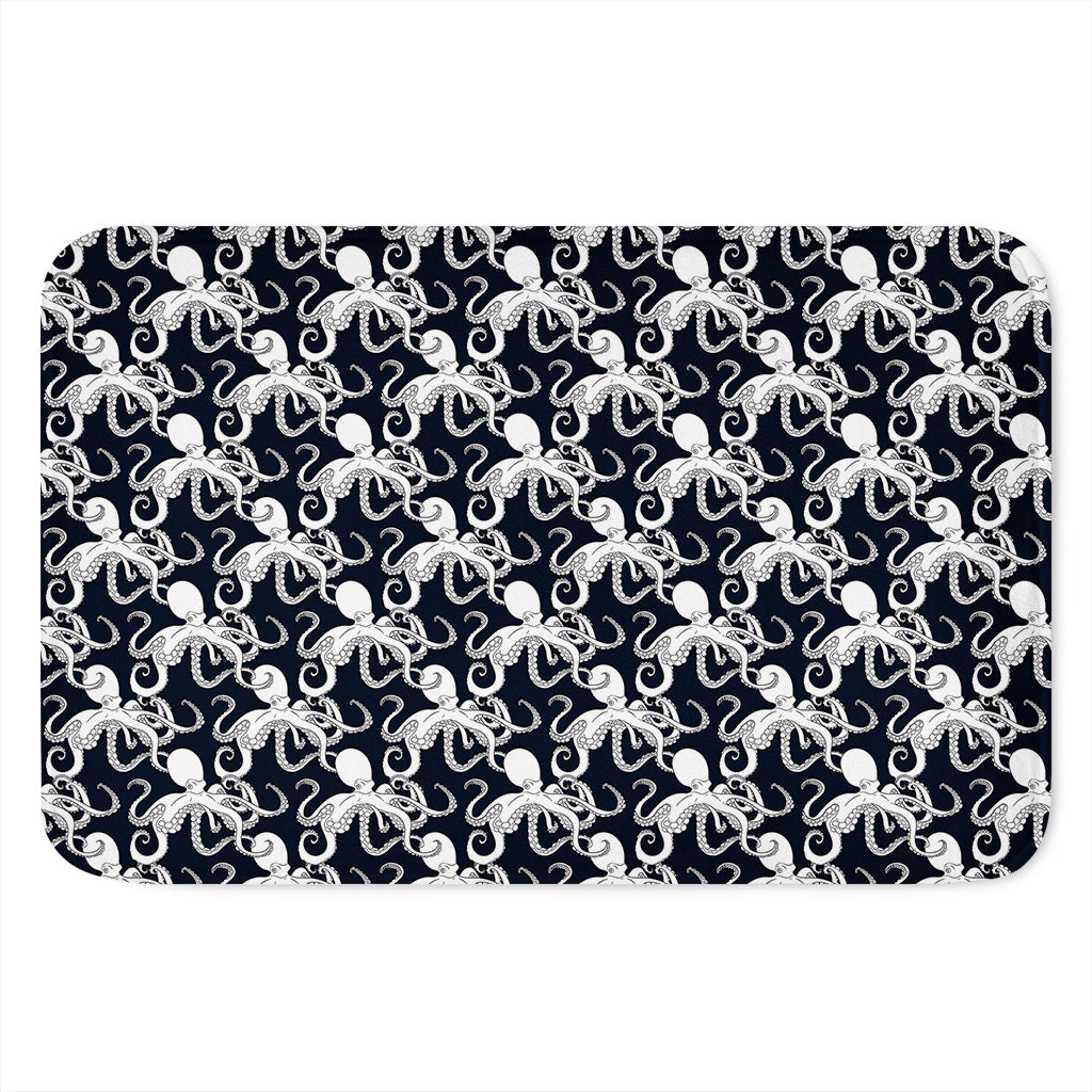 Black And White Octopus Pattern Print Indoor Door Mat