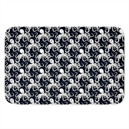 Black And White Octopus Pattern Print Indoor Door Mat