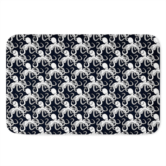 Black And White Octopus Pattern Print Indoor Door Mat